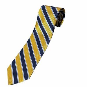 Brooks Brothers Yellow and Navy Diagonal Stripe Silk Tie NWT